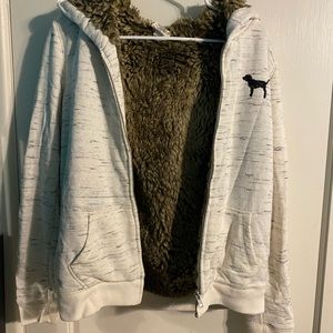 Pink/ Victoria Secret fuzzy hoodie.